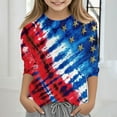 thumbnail image 1 of Xdegoge Flash Clearance 4Th of July Clothes for Girls Boys Kids American Flag Shirt Stars Strips Usa Tee Shirt 3/4 Sleeve Summer Tops Raglan Crewneck Patriotic Shirts 9 Years Old Girl Gift, 1 of 5