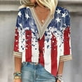 thumbnail image 1 of Clearance Today Prime 4Th of July Shirts Women 3/4 Sleeve Tops Patriotic American Flag Shirt Star Graphic Striped Blouse Usa T Shirt Independence Day Womens Summer Tops Your Orders, 1 of 5