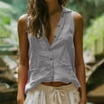 thumbnail image 1 of My Last Order From Walmart Linen Shirts for Women Sleeveless Button Down Shirts Hooded V Neck Summer T Shirt Vacation Casual Beach Clothes Solid Color Basic Going Out Blouses, 1 of 6