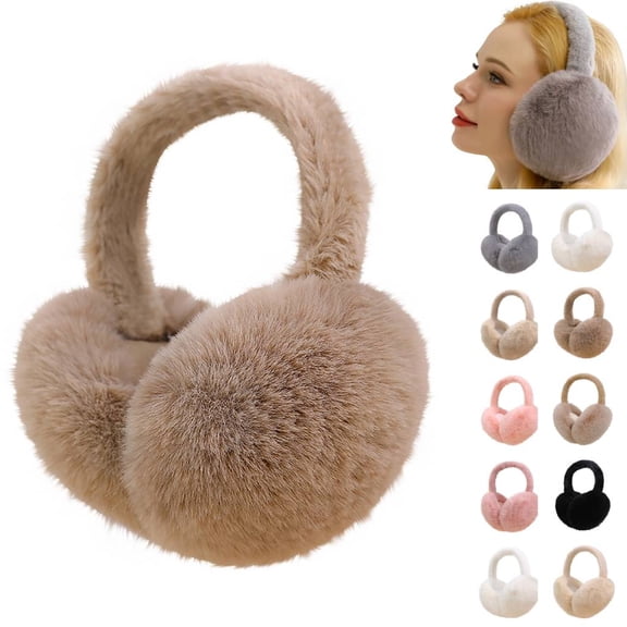 Huankd Ear Muffs Winter Women - Winter Ear Muffs for Women - Adjustable Fluffy Folding Earmuffs - Women's Earmuffs Coffee L