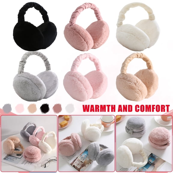 Huankd Ear Muffs for Winter Women - Adjustable Earmuffs for Women Winter Foldable Hot Pink L