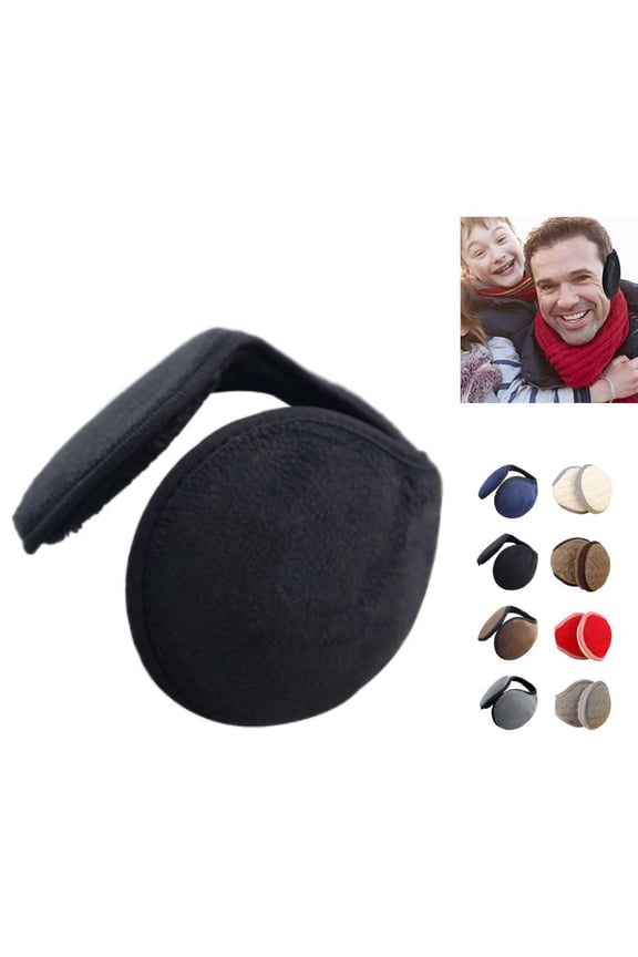 Ear Warmers, Winter Ear Muffs, Fluffy Foldable Behind the Head Ear Warmers Adjustable Foldable Covers for Cold Weather Black L