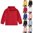 thumbnail image 1 of Huankd Girls Polo Shirts Long Sleeve School Uniform Classic Collared Top Red 11-12Y, 1 of 4