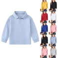 thumbnail image 1 of Huankd Girls Polo Shirts Long Sleeve School Uniform Classic Collared Top Sky Blue 3-4Y, 1 of 4