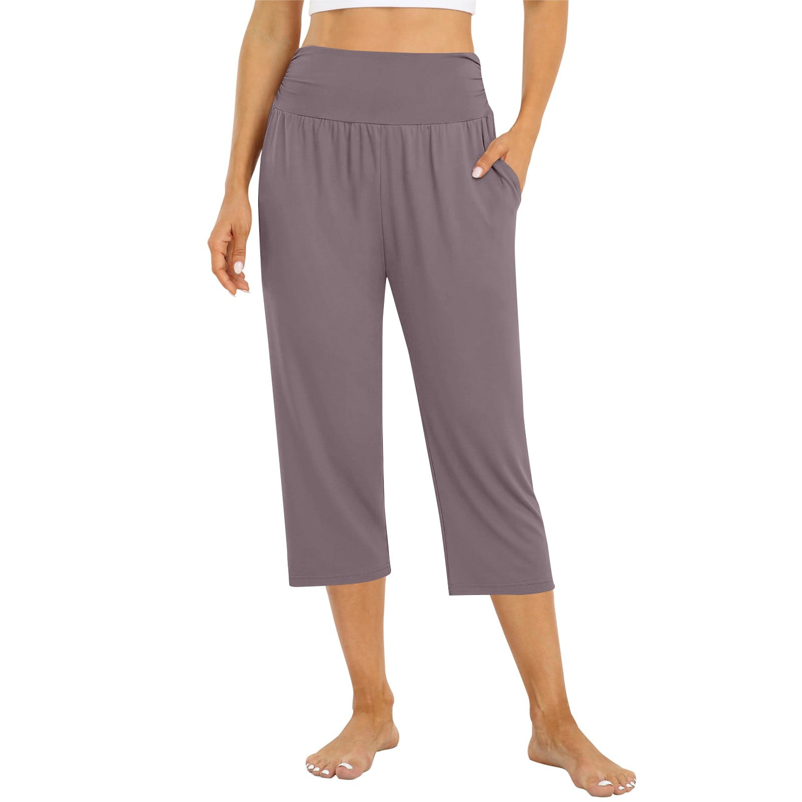 Huankd Ladies Capri, Workout Cropped Petite Capris for Women Petite ...