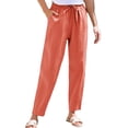 thumbnail image 1 of Huankd Linen Pants Women Women'S Linen Pants Wide Leg Linen Pants For Women Petite Linen Pants For Women Orange S, 1 of 9