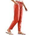 thumbnail image 2 of Huankd Petite Pants For Women Linen Pants Women Petite Straight Leg Pants Women Cotton Linen Pants Women Orange XL, 2 of 9