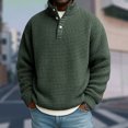 thumbnail image 1 of Huankd Men Quarter Zip Pullover Sweaters Casual Stand Collar Thermal Long Sleeve Sweatshirt 1/4 Zipper Winter Warm Polo Sweater Army Green L, 1 of 5