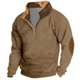 thumbnail image 1 of Huankd Men's Fleece Sweatshirts Vintage Quarter Zip Pullover shirt Casual Long Sleeve Sweatshirt Warm Tops Khaki 3XL, 1 of 3