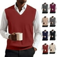 thumbnail image 1 of Huankd Men’s Knit Sweater Vest V Neck Relaxed Fit Sleeveless Pullovers Red S, 1 of 6