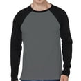 thumbnail image 1 of Huankd Men's Long Sleeve Shirt Fall Crewneck Color Block Loose Fit T Shirts Casual Pullover Tees Dark Gray 2XL, 1 of 5