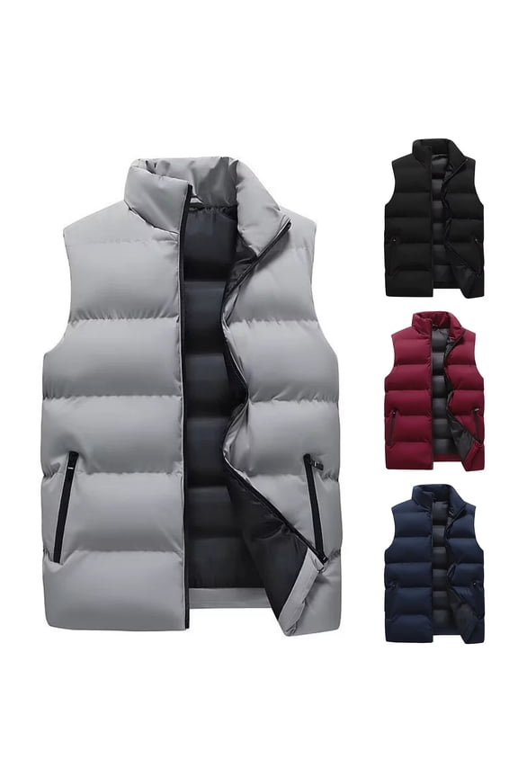 Men's Puffer Vest Lightweight Zip Up Sleeveless Jackets Outdoor Puffy Winter Outerwear for Running Golf Vermilion M