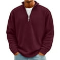 thumbnail image 1 of Huankd Men's Quarter Zip Knit Sweater Long Sleeve Pullover Tops Casual Slim Fit Crew Neck Textured Chunky Winter 2026 Wine S, 1 of 6
