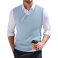 thumbnail image 1 of Huankd Men's Solid Sweater Vest Sleeveless Knit V Neck Spring Winter Casual Pullover Top Light Blue M, 1 of 8