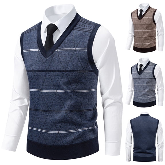 Huankd Men's Sweater Vest V Neck Knit Sleeveless Vest Retro College Style Cable Knit Vest for Men Dark Gray 2XL