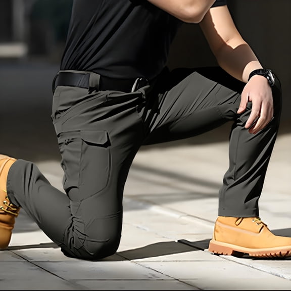 Huankd Men's Tactical Pants Lightweight Water Resistant Cargo Pants Ripstop Work Hiking Outdoor Pants Gray XL