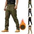 thumbnail image 1 of Huankd Men's Thermal Fleece Lined Tactical Pants Winter Work Cargo Pants Waterproof Insulated Snow Hiking Pants Army Green XL, 1 of 9