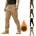 thumbnail image 1 of Huankd Men's Thermal Fleece Lined Tactical Pants Winter Work Cargo Pants Waterproof Insulated Snow Hiking Pants Earthy Yellow L, 1 of 9