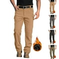 thumbnail image 1 of Huankd Men's Winter Work Pants Fleece Lined Tactical Snow Ski Pant Waterproof Insulated Cargo Hiking Trousers Pocket Khaki 2XL, 1 of 9
