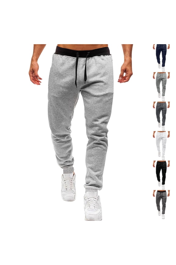 Mens Fleece Lined Sweatpants Warm Winter Athletic Jogger Pants with Pockets Drawstring Outdoor Trousers Dark Gray M