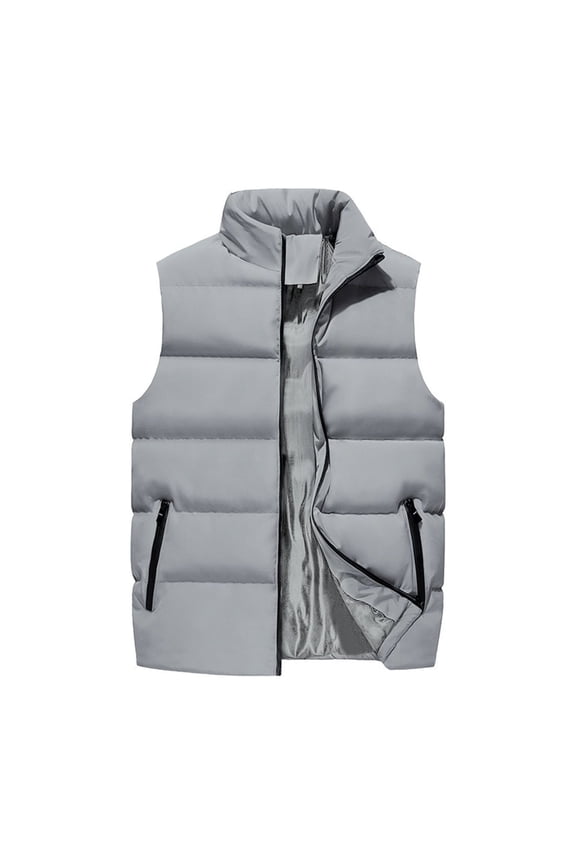 Mens Outdoor Vest Thermal Puffer Vest Wind Resistant Fabric Ideal for Layering Winter Light Gray M