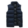 thumbnail image 1 of Huankd Mens Puffer Vest Warm Down Puffer Vests Zip Up Winter Quilted Outerwear Stand Collar Sleeveless Jacket Padded Coat Navy L, 1 of 4