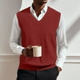 thumbnail image 1 of Huankd Mens Sweater Vest Cable Knit V Neck Sleeveless Pullover Casual Bussiness Knitwear Red M, 1 of 5
