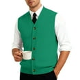 thumbnail image 1 of Huankd Mens Sweater Vest Sleeveless Classic Business Casual Cable Knit Cardigan Sweater V Neck Button Down Pullover Vest Green 2XL, 1 of 7