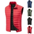 thumbnail image 1 of Huankd Mens Winter Vest Thermal Quilted Vest With Stand Collar Windproof for Cold Weather Layering Red M, 1 of 6