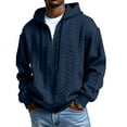 thumbnail image 1 of Huankd Quarter Zip Pullover Men Long Sleeve Casual Thermal Hooded Sweatshirt Textured Athletic Workout Warm Sweater Loose Shirt Dark Blue XL, 1 of 4
