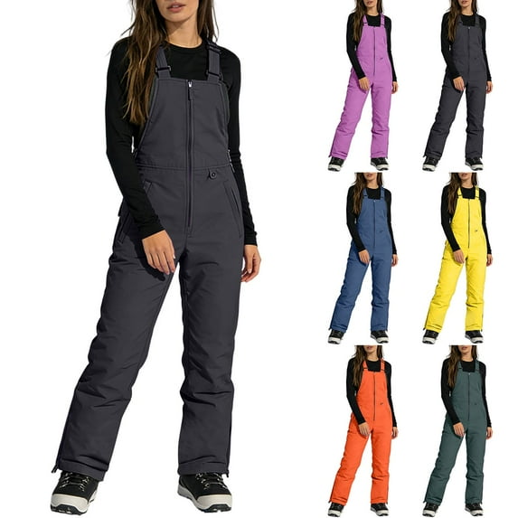 Huankd Snow Bibs for Women Waterproof and Insulated Ski Bibs Adjustable Snow Jumpsuit with Suspenders for Winter Outdoor Black 3XL