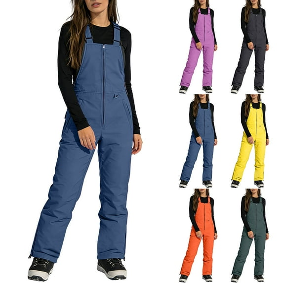 Huankd Snow Bibs for Women Waterproof and Insulated Ski Bibs Adjustable Snow Jumpsuit with Suspenders for Winter Outdoor Navy 5XL