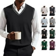 thumbnail image 1 of Huankd Sweater Vest Men V Neck Business Casual Sweaters Sleeveless Knitwear Knitted Pullover Formal Vest Top 2026 White 2XL, 1 of 6