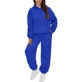 thumbnail image 1 of Huankd Sweatsuits Women 2 Piece Outfit Comfort Fleece Oversized Hoodie Jogger Sweatpants Set Athleisure Matching Sweat Sets Royal Blue S, 1 of 6