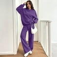 thumbnail image 1 of Huankd Sweatsuits Women 2 Piece Outfit Fleece Oversized Hoodie Wide Leg Sweatpants Track Suits Matching Lounge Pants Sets Purple L, 1 of 7