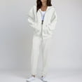 thumbnail image 1 of Huankd Sweatsuits Women 2 Piece Outfit Zip Up Jacket Comfort Jogger Set Fleece Hoodie and Sweatpants Set Matching Sweat Sets White L, 1 of 6