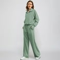 thumbnail image 1 of Huankd Two Piece Outfits Half Zip Sweatshirt Sweatsuit Lounge Sets for Women Matching Set Wide Leg Sweatpant Tracksuit Mint Green XL, 1 of 6