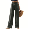 thumbnail image 1 of Huankd Wide Leg Stretchy Work Pants Pull on Business Casual Pants for Women High Waisted Slacks Dress Pants Dark Green S, 1 of 7
