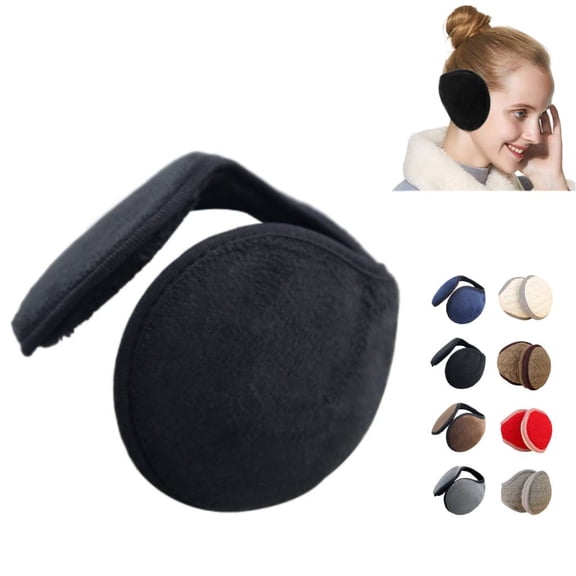Huankd Winter Earmuffs Men and Women, Soft Warm EarMuffs Ear Warmer Foldable Adjustable Ear Muffs for Winter Women for Outdoor Black L