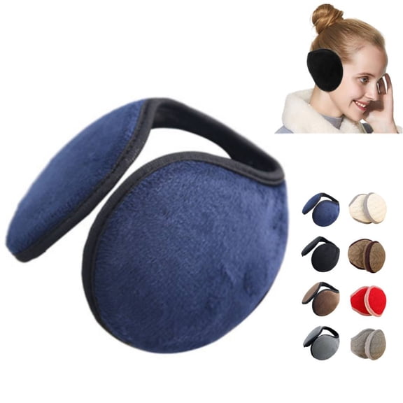 Huankd Winter Earmuffs Men and Women, Soft Warm EarMuffs Ear Warmer Foldable Adjustable Ear Muffs for Winter Women for Outdoor Royal Blue L