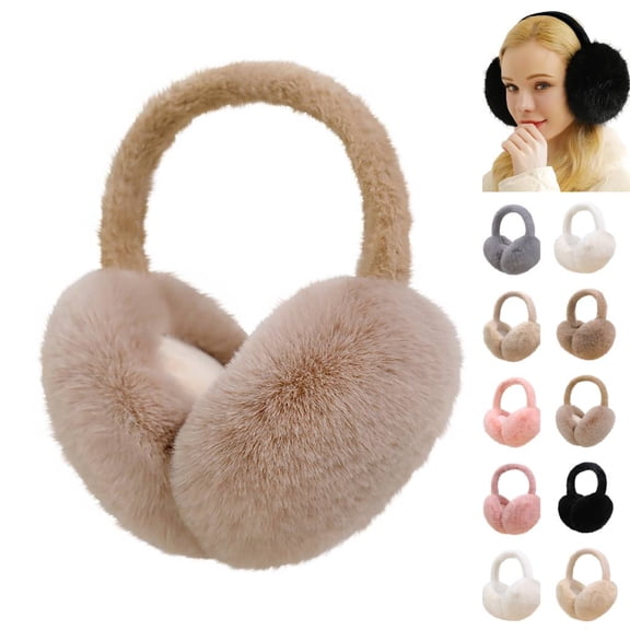 Huankd Women Winter Earmuffs Girl Ski Adjustable Ear Covers for Cute Ear Warmer Outdoor Earmuff Fleece Lining Brown L
