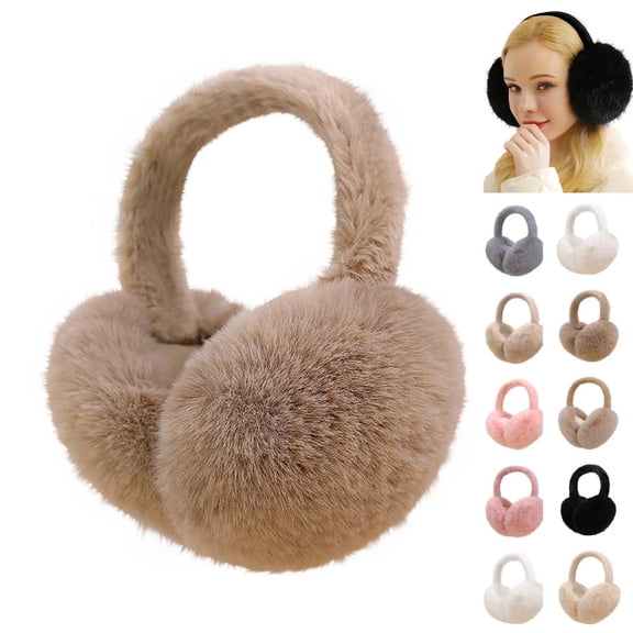 Huankd Women Winter Earmuffs Girl Ski Adjustable Ear Covers for Cute Ear Warmer Outdoor Earmuff Fleece Lining Coffee L
