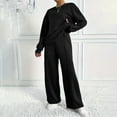 thumbnail image 1 of Huankd Women's 2 Piece Lounge Set Travel Airport Outfits Tracksuit Wide Leg Loungewear Baggy Comfy Sweatsuit Black S, 1 of 4