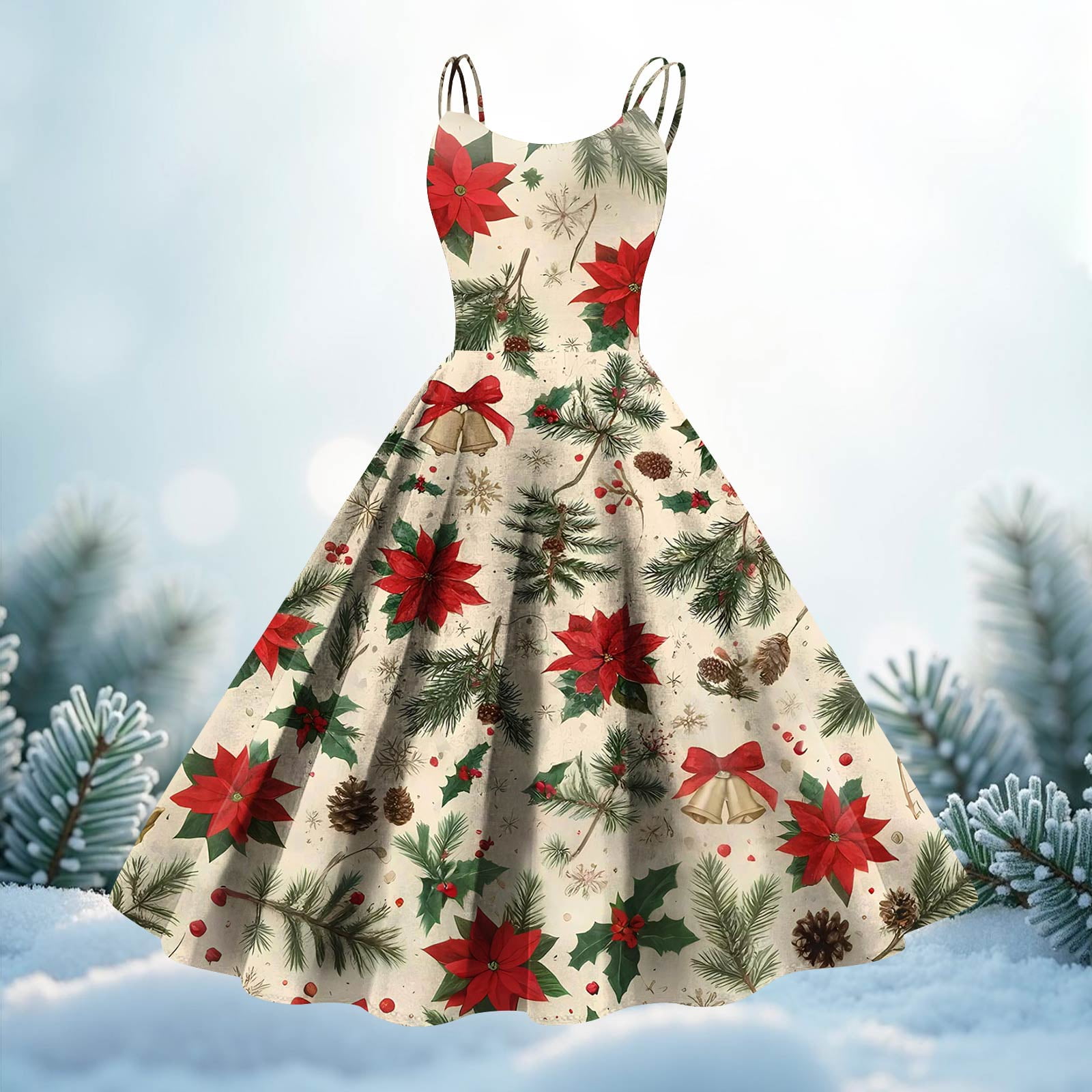 Huankd Women's Christmas Dress 1950S Retro Sleeveless