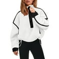 thumbnail image 1 of Huankd Women's Sherpa Fleece Pullover Half Zip Oversized Sweatshirt with Pockets Soft Warm Fuzzy Jacket for Fall Winter White L, 1 of 4
