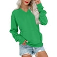 thumbnail image 1 of Huankd Women's V Neck Sweatshirt Fleece Cute Pocket Sweatshirts No Hood Oversized Comfy Hoodie Y2k Soft Fall Winter Tops Dark Green 3XL, 1 of 6