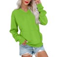 thumbnail image 1 of Huankd Women's V Neck Sweatshirt Fleece Cute Pocket Sweatshirts No Hood Oversized Comfy Hoodie Y2k Soft Fall Winter Tops Green M, 1 of 6