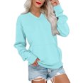 thumbnail image 1 of Huankd Women's V Neck Sweatshirt Fleece Cute Pocket Sweatshirts No Hood Oversized Comfy Hoodie Y2k Soft Fall Winter Tops Sky Blue 3XL, 1 of 6