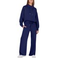 thumbnail image 1 of Huankd Womens 2 Piece Outfits Sweatsuit Set 2026 Spring Drawstring Sweatshirt Wide Leg Sweatpant Lounge Set Tracksuit Navy S, 1 of 3