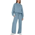 thumbnail image 1 of Huankd Womens 2 Piece Outfits Sweatsuit Set 2026 Spring Drawstring Sweatshirt Wide Leg Sweatpant Lounge Set Tracksuit Sky Blue XL, 1 of 3